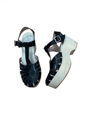 Jeffrey Campbell Black  Patent Leather Clog Sandals
